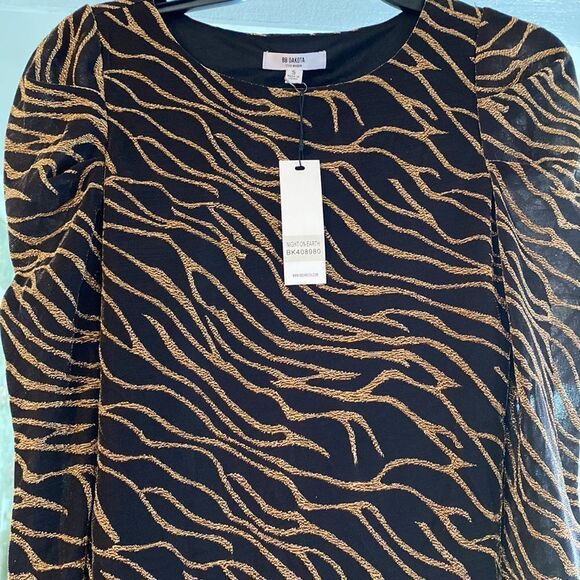 BB DAKOTA STEVE MADDEN black gold zebra print lurex lined no fabric content - Picture 3 of 7